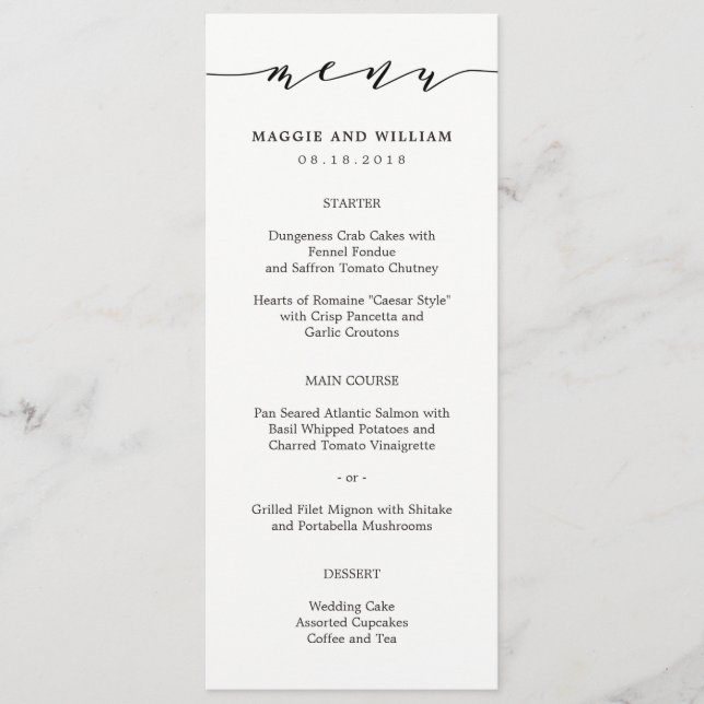 Eforless Script Menu Card Menükarte (Vorderseite)