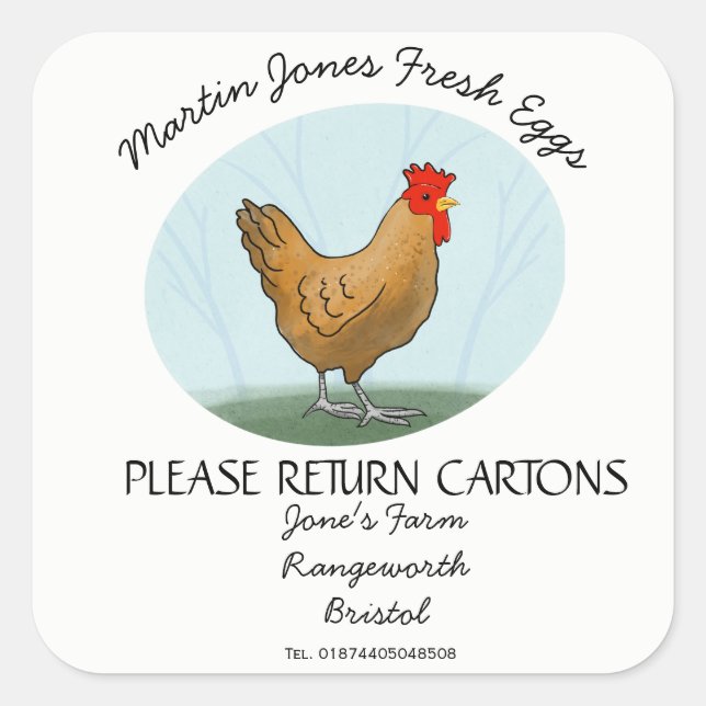 Egg Carton Étiquette personnaliser poule boîte à o (Devant)