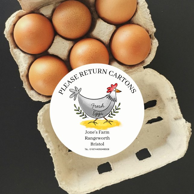 Egg Carton Label customize egg box free range Runder Aufkleber (Von Creator hochgeladen)