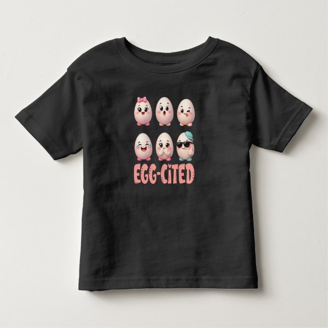 Egg-Cited, Girls Easter Egg Kleinkind T-shirt (Vorderseite)