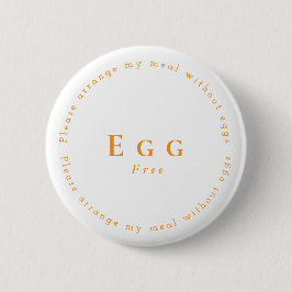 Egg-Free Request Badge, White - Orange Button