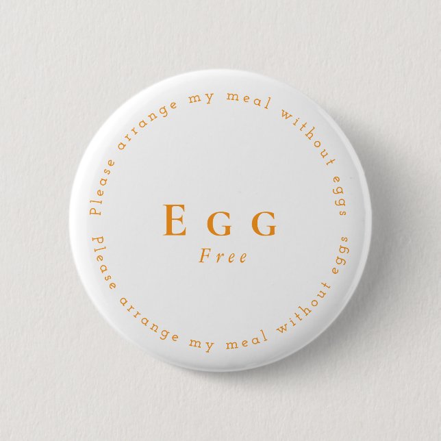 Egg-Free Request Badge, White - Orange Button (Vorderseite)