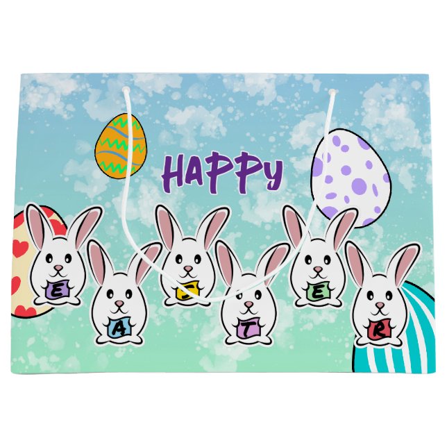 Egg Gestaltete Osterkaninchen Große Geschenktüte (Vorderseite)