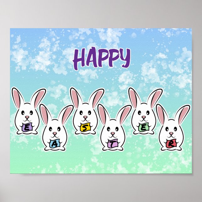 Egg Gestaltete Osterkaninchen Poster (Vorne)