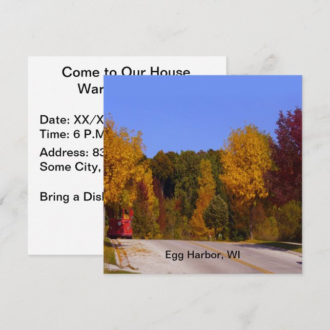 Egg Hafen, WI Herbstsaison mit Trolley Car Einladung (Vorne/Hinten)