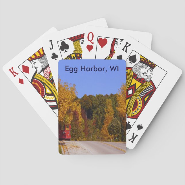 Egg Hafen, WI Herbstsaison mit Trolley Car Spielkarten (Rückseite)