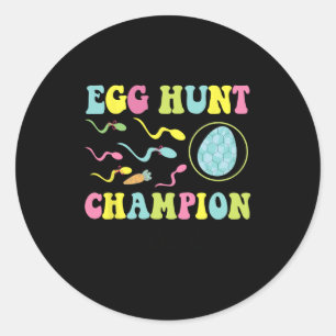 Egg Hunt Champion Funny Vater Osterschwangerschaft Runder Aufkleber