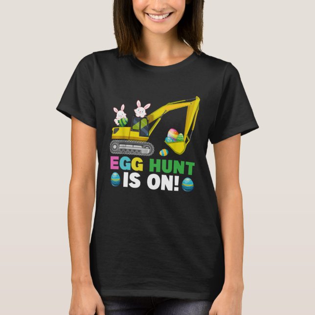 Egg Hunt Is On Excavator Easter Bunny Eggs Boys Ki T-Shirt (Vorderseite)