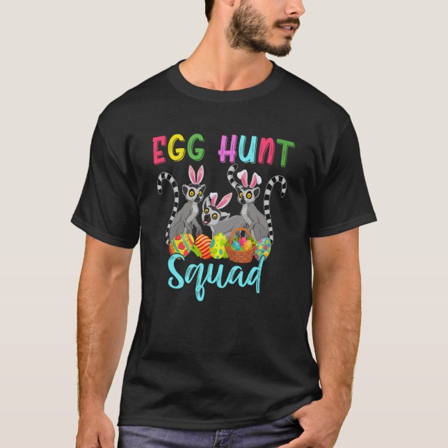 Egg Hunt Squad Three Easter Bunny Lemurs Hunting E T-Shirt (Vorderseite)