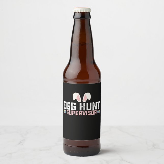 Egg Hunt Supervisor Funny Oaster Bunny Rabbit Bierflaschenetikett (Vorderseite)