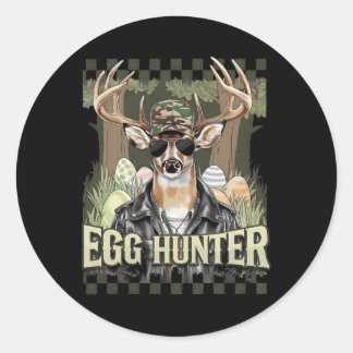 Egg Hunter Deer Buck Byckward Cap Deer Hunting Eas Runder Aufkleber