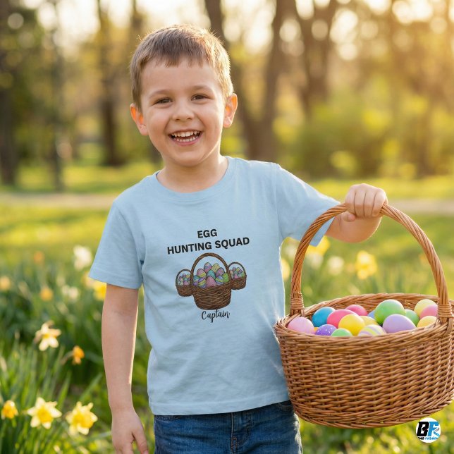Egg Hunting Squad Captain Customised Cute Easter  Baby T-shirt (Von Creator hochgeladen)