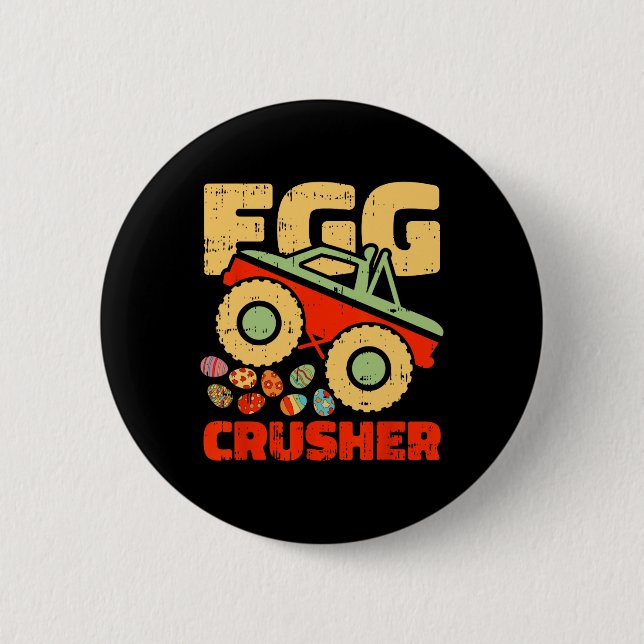 Egg Kreuzfahrer Ostermonster Truck Funny Spring Bo Button (Vorderseite)