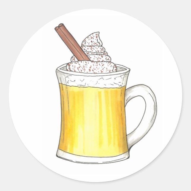 Egg Nog Eggnog Weihnachten Warme Winter Weihnachts Runder Aufkleber (Vorderseite)