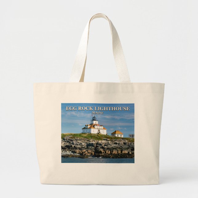 Egg Rock Lighthouse, Bar Harbour Maine Tote Bag Jumbo Stoffbeutel (Vorne)