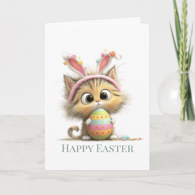 Egg-stra Cute Easter Cat Greeting Card Karte (Vorderseite)