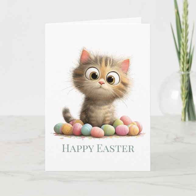 Egg-stra Silly Easter Cat Greeting Card Karte (Vorderseite)
