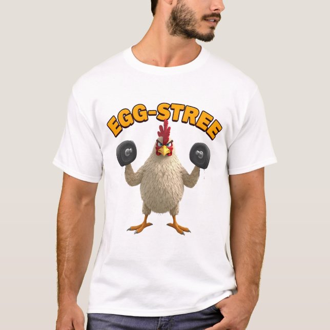 Egg-Streme” Funny Gym Chicken T-shirt Cute Fitness (Vorderseite)