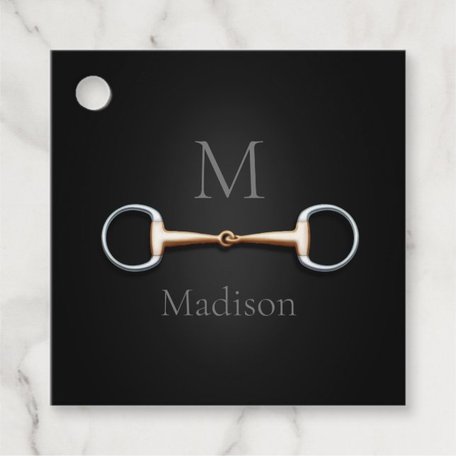 Eggbutt Snaffle Bit Mit Monogramm Reitplatz Geschenkanhänger (Vorderseite)