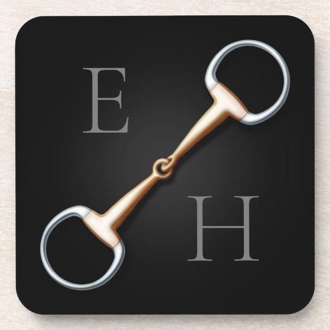 Eggbutt Snaffle Bit Mit Monogramm Reittier Getränkeuntersetzer (Vorderseite)