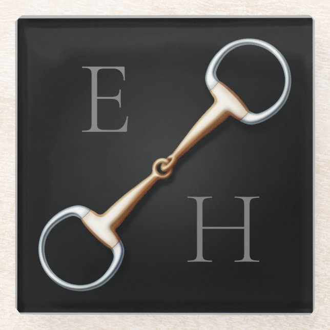 Eggbutt Snaffle Bit Mit Monogramm Reittier Glasuntersetzer (Vorderseite)