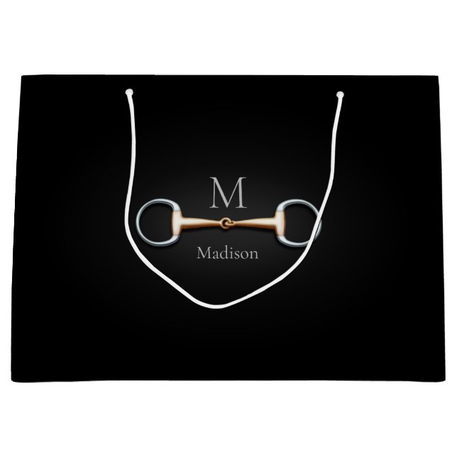 Eggbutt Snaffle-Bit-Name und Monogramm Große Geschenktüte (Vorderseite)