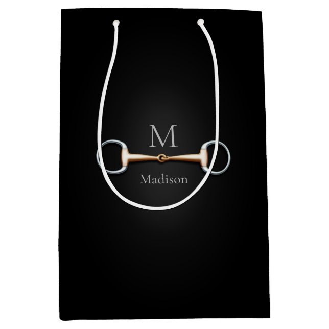 Eggbutt Snaffle-Bit-Name und Monogramm Mittlere Geschenktüte (Vorderseite)