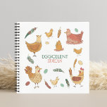 Eggcelent Ideas Funny Chickens Notizbuch<br><div class="desc">Dieses Design zeichnet sich durch die ansprechendsten Strumpfhühner, Federn und Eier aus, die vorne und hinten gemustert sind. Es ist ein helles und gemütliches Design mit Platz auf der Vorderseite für die Personalisierung mit einem Namen und Buch, oder verlass, wie es ist! Im Text steht: "Eggcelent Ideas", ein lustiger Pub...</div>