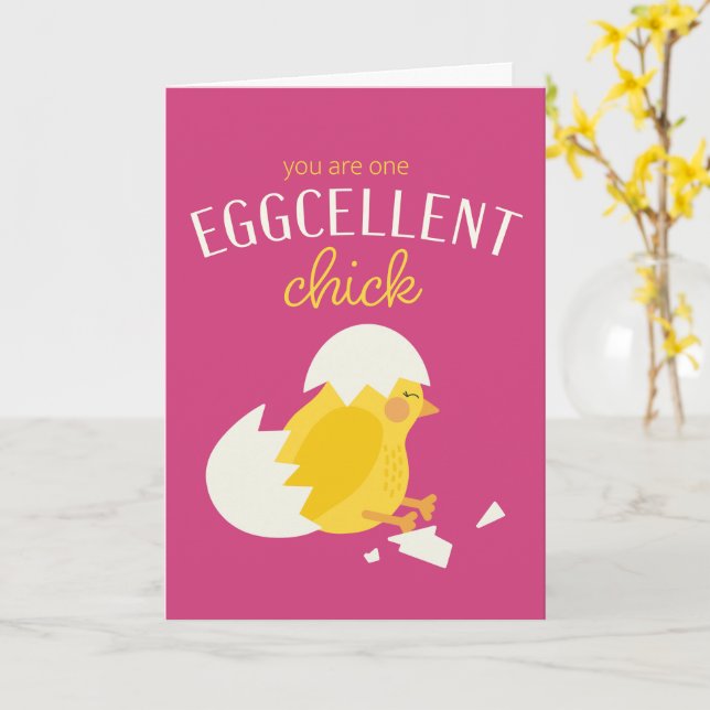Eggcellent Chick - Valentine's Day Card Karte (Gelbe Blume)