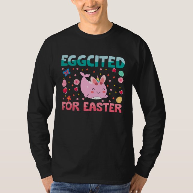 Eggcited For Easter Bunny Narwhal Rabbit Kids T-Shirt (Vorderseite)