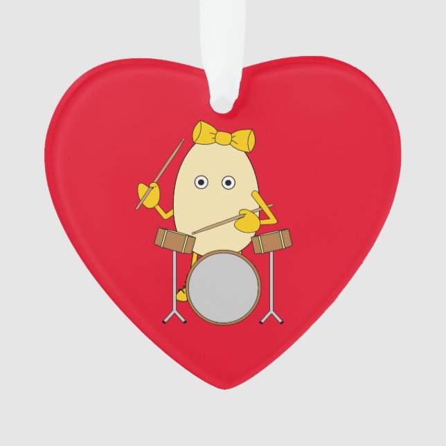 Egghead Drummer Girl Ornament (Vorderseite)