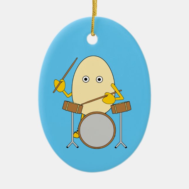 Egghead Drummer Keramik Ornament (Vorne)