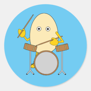 Egghead Drummer Runder Aufkleber