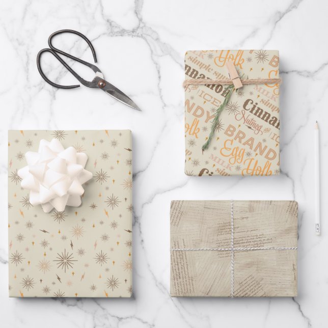 Eggnog Collection - Gold Geschenkpapier Set (Vorderseite)