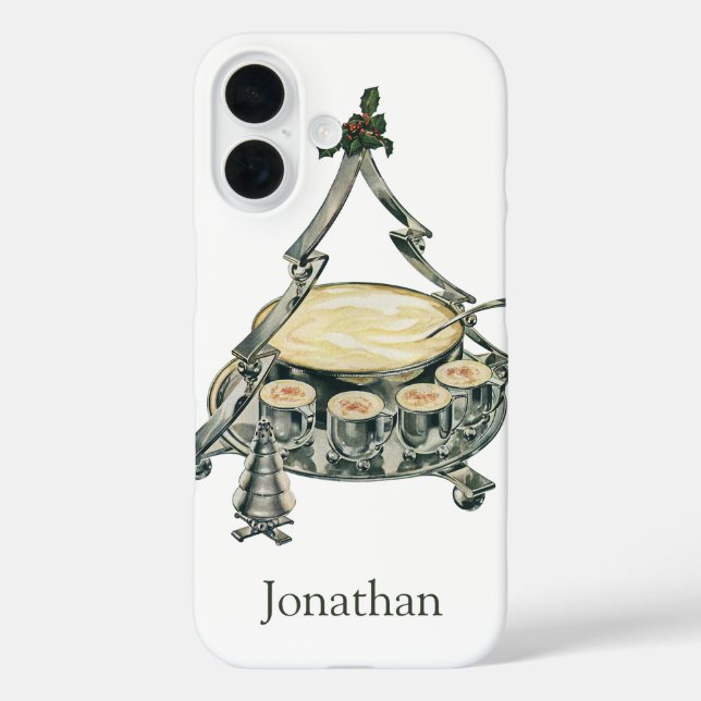 Eggnog in einer Weihnachtsbaum-Punch Bowl iPhone 16 Hülle (Rückseite)