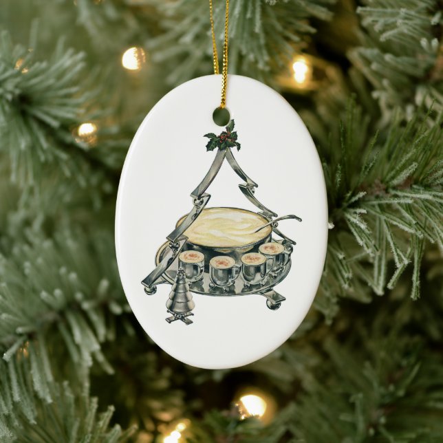Eggnog in einer Weihnachtsbaum-Punch Bowl Keramik Ornament (Baum)