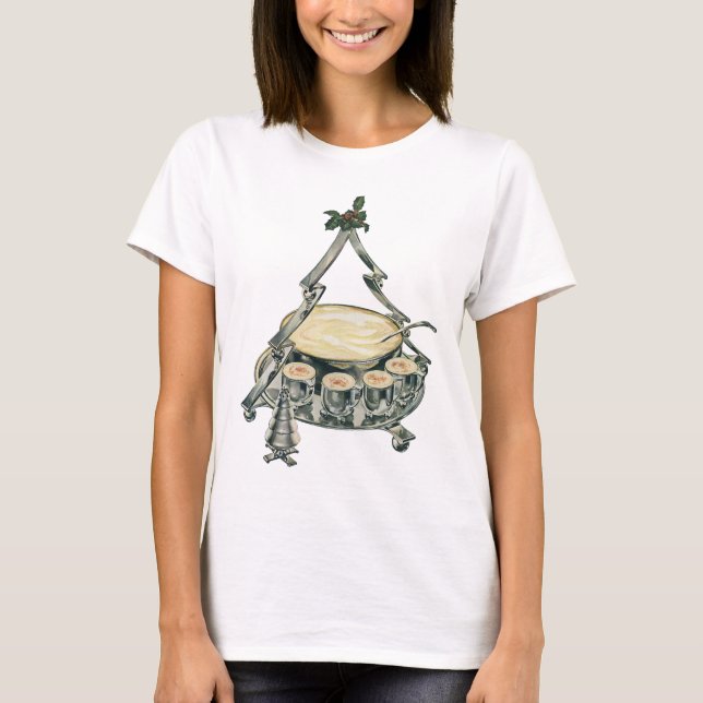 Eggnog in einer Weihnachtsbaum-Punch Bowl T-Shirt (Vorderseite)