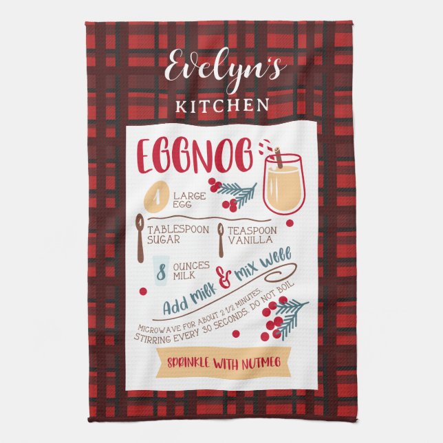 Eggnog Rezept Festliche Weihnachtsfeier Geschirrtuch (Vertikal)