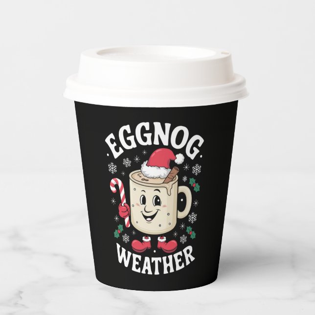 Eggnog Weather Christmas Retro Pappbecher (Vorderseite)