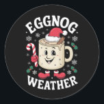 Eggnog Weather Christmas Retro Runder Aufkleber<br><div class="desc">Eggnog Weather Christmas Retro</div>