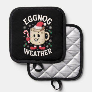 Eggnog Weather Christmas Retro Topflappen