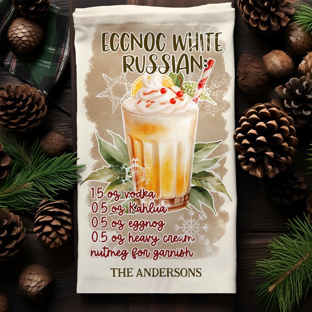 Eggnog White Russian Christmas Cocktail Rezept Geschirrtuch (Von Creator hochgeladen)
