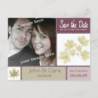 Eggplant Autumn Floral Save the Date Postcard Ankündigungspostkarte
