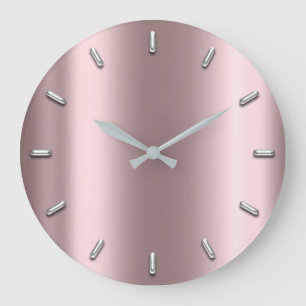 Eggplant Blush Metallic Minimalsilber Grau Große Wanduhr