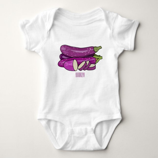 Eggplant Cartoon-Abbildung Baby Strampler (Vorderseite)