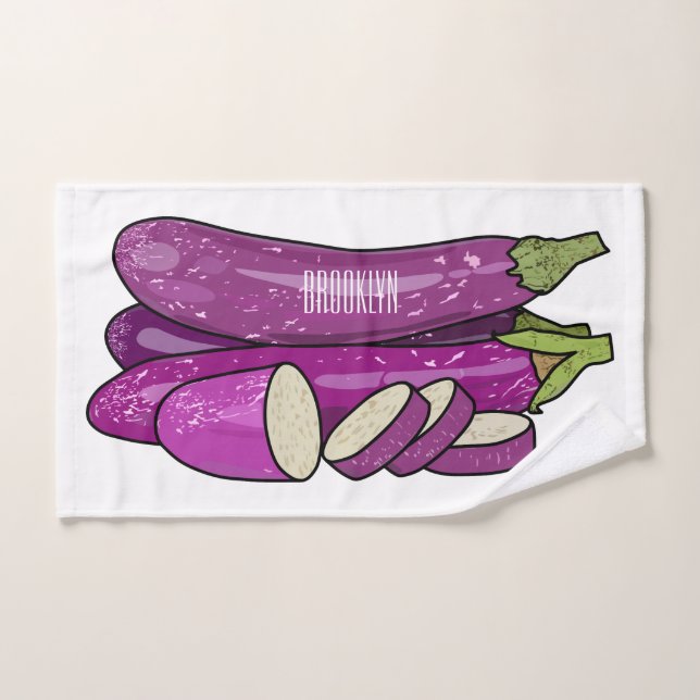 Eggplant Cartoon-Abbildung Badhandtuch Set (Handtuch)