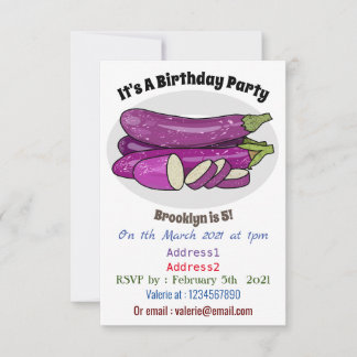 Eggplant Cartoon-Abbildung Einladung