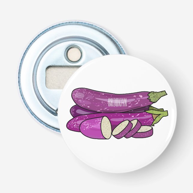 Eggplant Cartoon-Abbildung Flaschenöffner (Vorderseite)