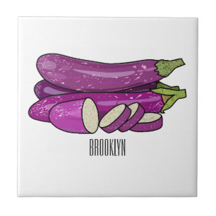 Eggplant Cartoon-Abbildung Fliese