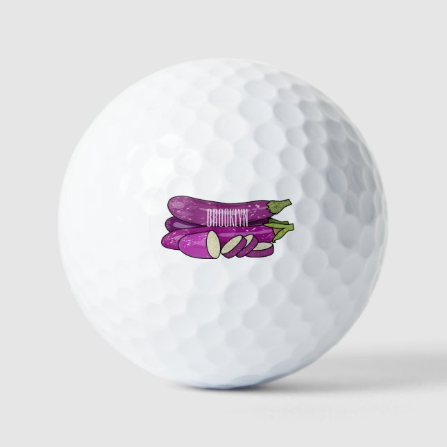 Eggplant Cartoon-Abbildung Golfball (Vorderseite)
